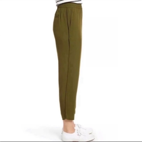 Madewell Dolphin Hem Track Trousers, Olive - Picture 1 of 4